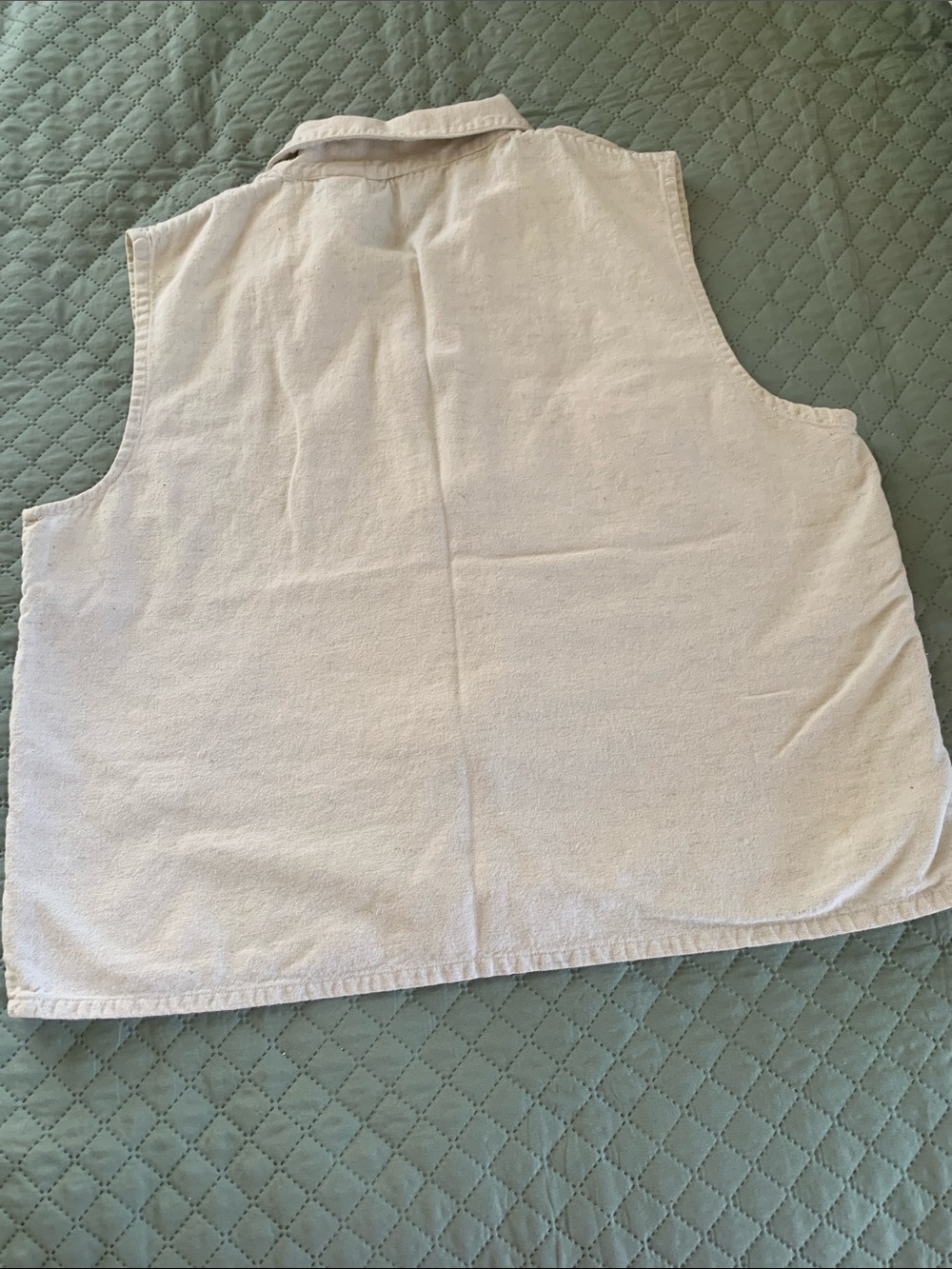 Vintage Embroidered Cotton Linen Sleeveless Zip Top Vest - Picture 3 of 5